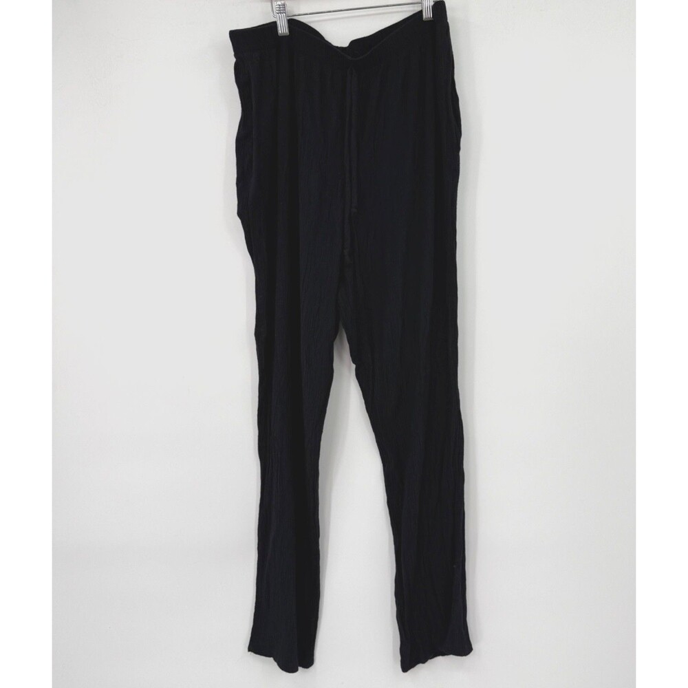 California Krush‎ Women's 18 Stretch Waist Boho Hippie Vintage Black Rayon Pants